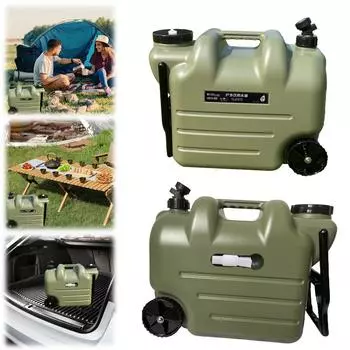 28L Camping Water Container Water Bucket No Leakage with Faucet&Wheel Camping Water Jug Camping Water Storage Carrier Water Tank зелёный
