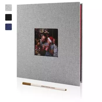 28X27CM Большие фотоальбомы Самоклеящиеся для 4x6 8x10 фотографий Альбом для скрапбукинга DIY 40 пустых страниц с металлической ручкой чёрный