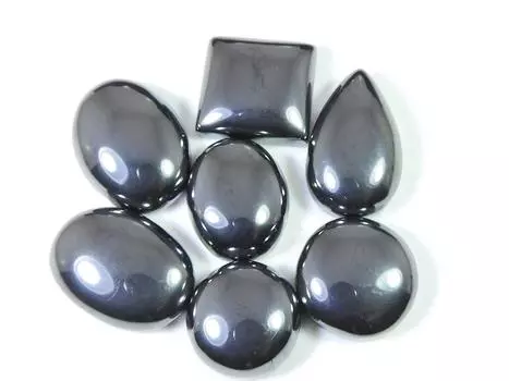 292Cts. Natural Gun Metal Mix Shape Cabochon Loose Gemstone 7Pcs Lot 17-23MM RQ-1191