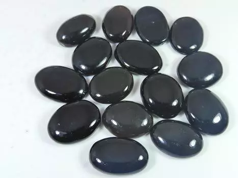 293Cts. Натуральный черный оникс овальный кабошон россыпью драгоценный камень 15 шт. лот 21-25 мм RQ-2565