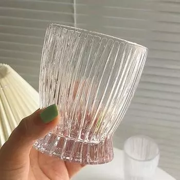 295 мл/375 мл стеклянная винная кружка, посуда для напитков, маленькая талия, чашка для пламени, для офиса и дома, полосатая молочная кружка, цветочный чай, стеклянная кружка, бутылка для питья 1pcs