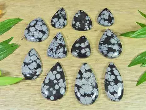 295Cts. Натуральный снежинка обсидиан груша кабошон драгоценный камень россыпью 11 шт лот RQ-2912