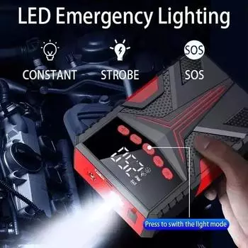 29600mAh Автоматическое пусковое устройство 12v Автомобильное зарядное устройство для аккумулятора Мощный внешний аккумулятор для аварийного освещения автомобиля Воздушный насос для накачивания шин