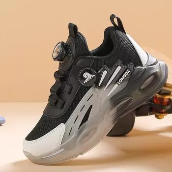 29-39 Детские Большие Размеры Удобная Вращающаяся Пряжка Модная Сетка Повседневная Спортивная Обувь Уличная Беговая Обувь 29 зелёный