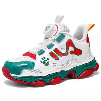 29-39 Детские Большие Размеры Удобные Вращающиеся Застежки Двойной Сетчатый Повседневный Бег Спортивные Кроссовки Папа Обувь Детская Обувь 29 чёрный