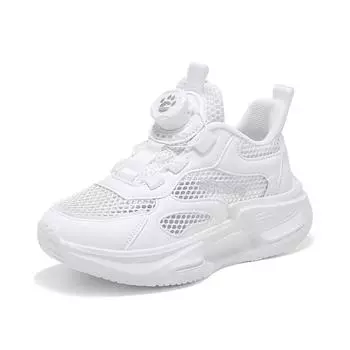 29-39 Детские летние кроссовки больших размеров, легкие, дышащие, модные, на толстой подошве, повседневные, спортивные, кроссовки для бега 29 белый