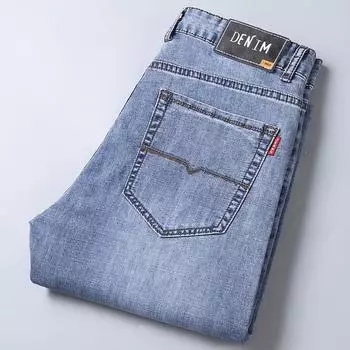 29-44 Дополнительные мужские высококачественные джинсы больших размеров, свободные широкие эластичные повседневные деловые джинсовые брюки 29