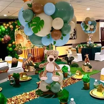 29 шт., леопардовая кукла, воздушный шар, синий, зеленый, латексный шар, декор в виде лозы, детский набор для дня рождения, украшения для стола на тему животных джунглей