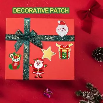 29 шт., наклейки-наклейки на рождественскую тематику, яркие цвета, наклейки с вышивкой Санта-Клауса, железные нашивки 29