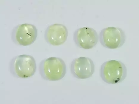 29Cts. AAA натуральный зеленый пренит овальный кабошон драгоценный камень 08 шт. лот 08X10MM RQ-1956