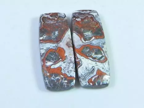 29Cts. Агат AAA Crazy Lace (11X28 мм каждый) Пара восьмиугольных кабошонов SK-3067