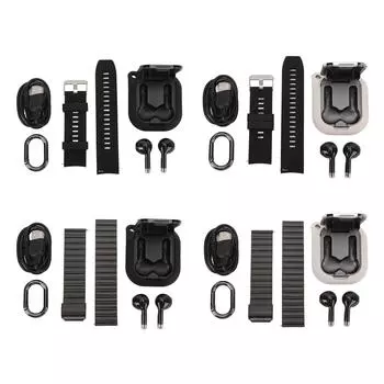 2.01-дюймовые TFT-умные часы с наушниками 2 в 1 NFC умные спортивные часы поддержка беспроводных Bluetooth-наушников Silver with Steel Strap