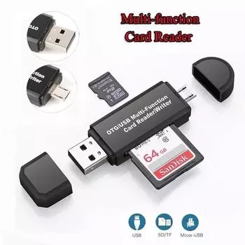 2.0 Многофункциональное устройство чтения карт OTG Micro SD/SD/USB-ридер чёрный