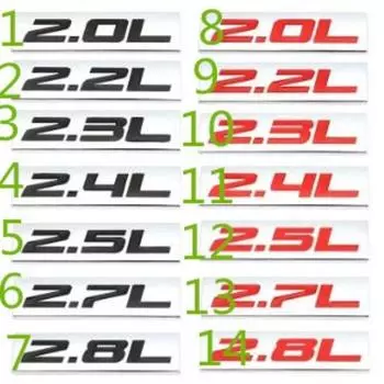2.0L 2.3L 2.4L 2.5L 2.8L наклейки на автомобиль эмблема значок наклейка 1