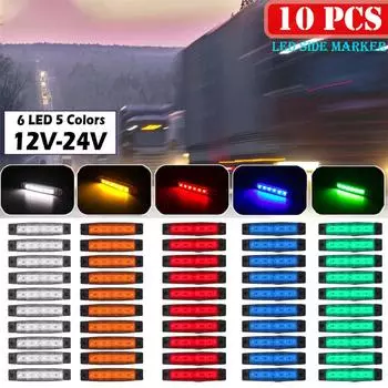 2/10 шт., универсальные 12 В/24 В, 6 светодиодных боковых габаритных фонарей для автомобиля, фонари для грузовика, прицепа, задние сигнальные лампы, автосигнальные стоп-сигналы 2 PCS красный