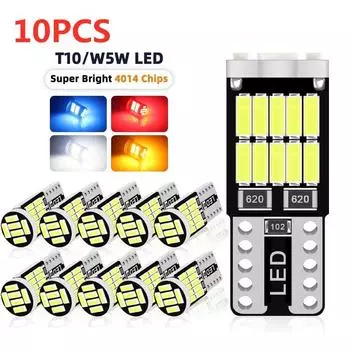 2/10 шт. W5W T10 светодиодные лампы Canbus 4014 26SMD 6000K 168 194 Led 5W5 салон автомобиля купол для чтения номерного знака сигнальная лампа белый желтый синий 2pcs синий
