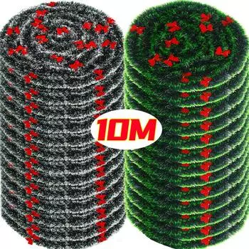 2/10M Рождественская мишура Гирлянда Зеленые Ленты Тростника с Бантом Рождественская Елка Подвесные Украшения DIY Свадьба Рождественская Вечеринка Украшения Для Дома 1pc(2M)