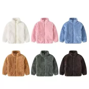 2-11 лет Детская теплая плюшевая куртка для мальчиков и девочек из флиса на молнии 120