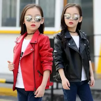 2-12 лет, куртка из искусственной кожи для девочек, детское пальто из искусственной кожи с длинным рукавом, на молнии, с поясом, куртка-локомотив, стильные подростковые куртки для мальчиков 160 чёрный