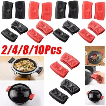 2/12 шт. силиконовая противоожоговая ручка для кастрюли, мягкая подставка для кастрюли, перчатка, чехол для ручки сковороды для жарки чугунной сковороды