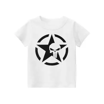 2-14 лет модная детская футболка для мальчиков черная белая серая с коротким рукавом детская одежда рок-принт футболка для мальчиков для девочек топы 2T(90cm)