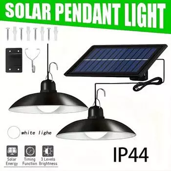 2/1 головка солнечный подвесной светильник пульт дистанционного управления уличный светильник водонепроницаемый садовый светильник для внутреннего сада двор сарай светодиодный светильник с пультом дистанционного управления 1head-yellow