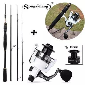 2,1 м/2,4 м карбоновая удочка, спиннинговая рыболовная катушка для форели, лосося, окуня, наборы рыболовных снастей 2.1M Rod with 2000 Reel