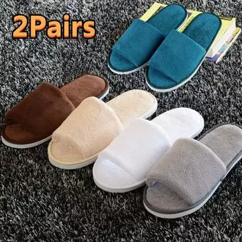 2/1 пары теплых тапочек из кораллового флиса для отелей, путешествий, спа, пушистые тапочки, зимние домашние тапочки для мужчин и женщин, гостевые тапочки One Size белый