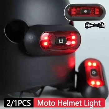 2/1 шт., стоп-сигнал для мотошлема, велосипедный шлем, светодиодная сигнальная лампа безопасности, водонепроницаемый предупреждающий задний фонарь