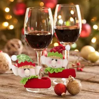 2/1 шт. Веселое рождественское кольцо для бокала для вина, рождественские украшения, кукольный эльф, домашний Санта, бокал для вина, стол, Рождество, Счастливого Нового года 2024