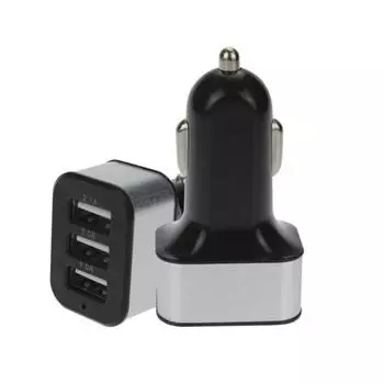 2.1A 2.0A 1.1A 3 USB-порта Универсальное автомобильное зарядное устройство для мобильного телефона Разъем адаптера чёрный/серебряный