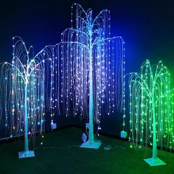 2.1M 400 светодиодов с подсветкой Willow Tree RGB меняющий цвет плакучая ива с пультом дистанционного управления для уличного декора для рождественской вечеринки 1.2M 180LEDS