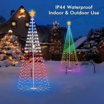 2.1M умная подсветка RGB рождественской елки с приложением и пультом дистанционного управления Star Topper Уличная подсветка рождественской елки своими руками с приложением EU Plug