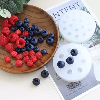 2/1PC Silicone Mold 3D Blueberry Raspberry Shaped Simulation Fruit Candle Fondant Mold DIY Chocolate Baking Mold Cake Decor Tool 1PC