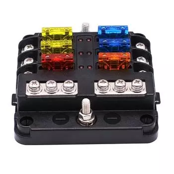 2/1Pcs Car Boat Fuse Box Holder With 6 Ways Blade Fuse Holder Block Warning Indicator 12V 36V Power Distribution Panel Board