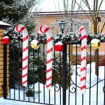 2/1Pcs Inflatable Christmas Candy Canes Santa Claus Stick Balloons Outdoor Hanging Ornaments Xmas Navidad Party Decoration Props