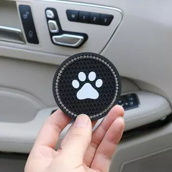 2/1Pcs Non-slip Car Water Cup Pad Cat paw footprint Rubber Mat for Bottle Holder Coaster Auto Interior Anti-skid Cup Holders