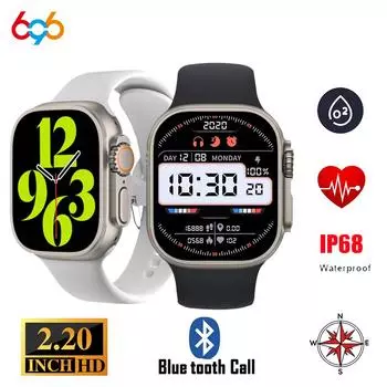 2,2-дюймовые мужские умные часы с Bluetooth Call M9 Ultra Max, компас, музыка, пульсометр, спортивные женские умные часы с беспроводной зарядкой