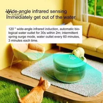 2,2 л Надежный четырехслойный фильтрационный энергосберегающий диспенсер для воды для кошек Беспроводной автоматический питьевой фонтанчик для домашних животных зелёный