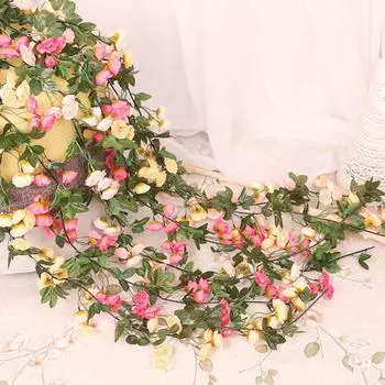 2,2 м искусственная роза лоза для свадебной гирлянды белый розовый домашний декор для свадебной комнаты шелковая искусственная роза лоза Хан красный