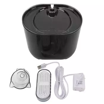 2.2L Cat Water Fountain Многослойная Фильтрация Бесшумная Работа Собаки Кошки Автоматический Диспенсер Для Питьевой Воды L(for 6.5-9kg) чёрный