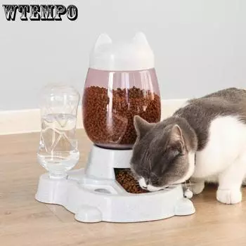 2.2L Pet Dog Кошка Автоматическая кормушка Для собак Питьевая вода 528 мл Бутылка Котенка Миски Для кормления Слоу Фуд Контейнеры Для снабжения 2L белый