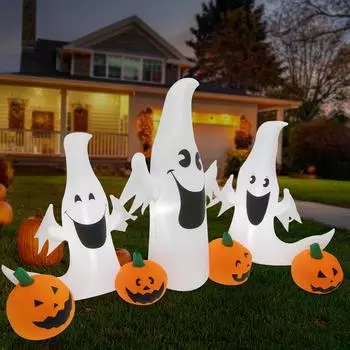 2.3*1.4м надувная игрушка тыква на Хэллоуин куча наружное украшение Хэллоуин фестиваль 7 тыкв встроенный светодиодный светильник садовая опора