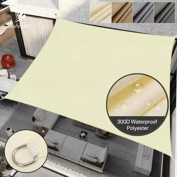 2/3/3,6 м водонепроницаемый солнцезащитный козырек четырехугольный солнцезащитный козырек для защиты от солнца на открытом воздухе тент для сада патио бассейна парусная тентовая ткань 200x200CM песочный