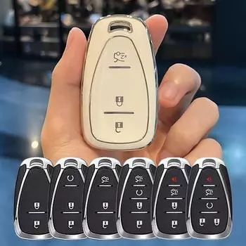 2, 3, 4, 5 кнопок, брелок в виде ракушки для Chevrolet Malibu Blazer Traverse Cruze Spark Sonic Camaro Volt Bolt Trax Seeker Onix Equino Orlando, чехол для ключей от машины 2 Button Key Case белый