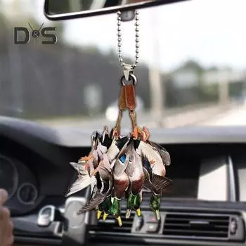 2/3/4/5 шт. подвеска для автомобиля в виде утки с ремешком, легко подвешивается, охотничий декор, акриловое рождественское украшение 2pcs