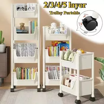 2/3/4/5-слойные полки для тележки Пластиковый органайзер для дома Книжная полка Стеллаж для хранения закусок Многослойный стеллаж для хранения Держатели для хранения