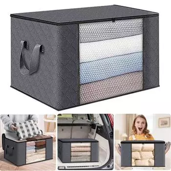 2/3/4/6/8 шт. 35 л сумка для хранения одежды с прозрачным окном, складная портативная ручка, большая емкость, нетканый материал, многофункциональная игрушка, органайзер для разных вещей B