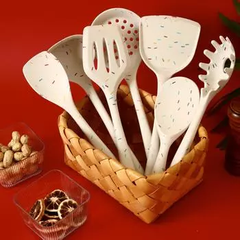 2/3/4/7 шт. белая силиконовая посуда с красочным точечным узором, кухонная лопатка, суповая ложка, кухонная многофункциональная силиконовая лопатка для приготовления пищи, набор для выпечки 2pcs A