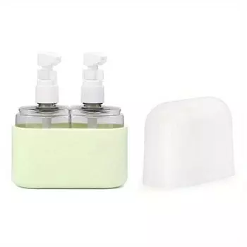 2/3/4 in 1 Travel Refillable Bottles Set Leak Proof Pump Lotion Bottles Shower Gel Green-2 in 1